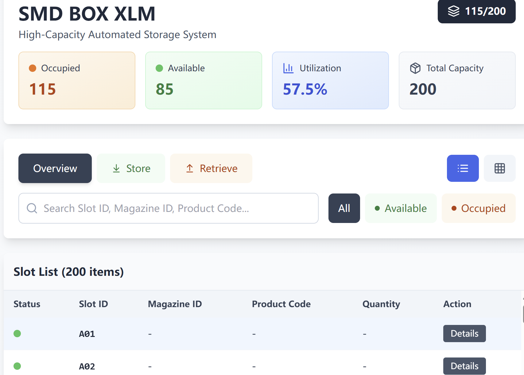 SMD BOX XLM Softwareoberfl&auml;che Magazinverwaltung und R&uuml;ckverfolgbarkeit - Neotel Technology